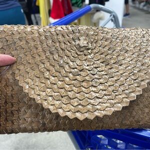 John Hardy Woven Tan Clutch